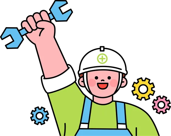 Worker celebrates labor day  Illustration