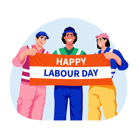 Worker celebrating labour day  Illustration