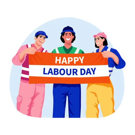 Worker celebrating labour day  Illustration