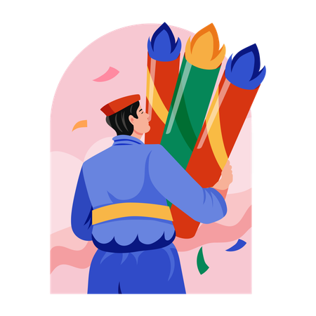 Worker celebrating labour day  Illustration
