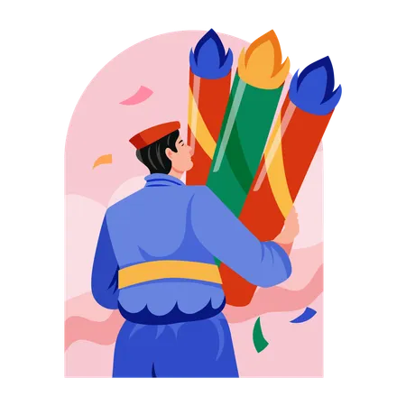 Worker celebrating labour day  Illustration