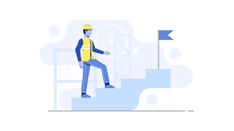 Worker climbing stairs Illustration
