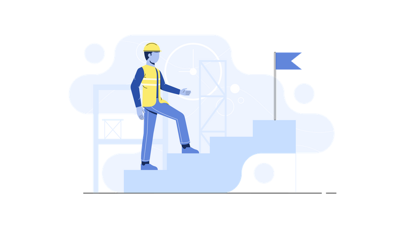 Worker climbing stairs  Illustration