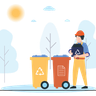 illustration worker collecting garbage