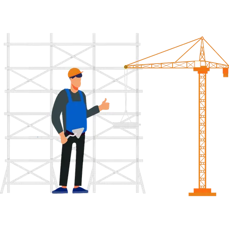 Worker directing construction bars  Illustration