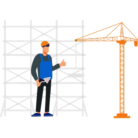 Worker directing construction bars  Illustration