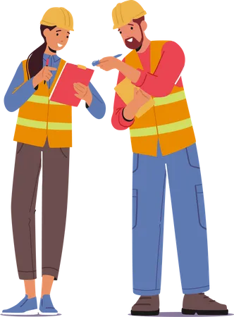 Worker discussing together  Illustration