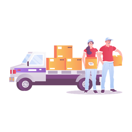 Worker Doing Cargo Shipping  Illustration