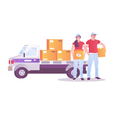 Worker Doing Cargo Shipping  Illustration