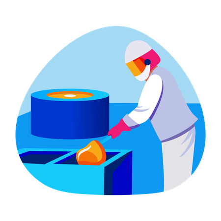 Worker doing glass melting  Illustration