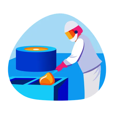 Worker doing glass melting  Illustration