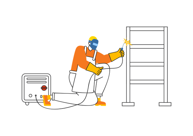 Worker doing metal welding  Illustration