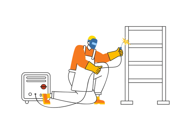 Worker doing metal welding  Illustration