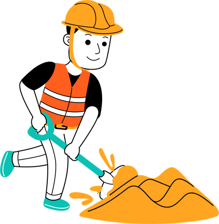 Worker doing work at construction site  Illustration