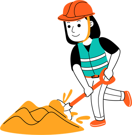 Worker doing work at construction site  Illustration