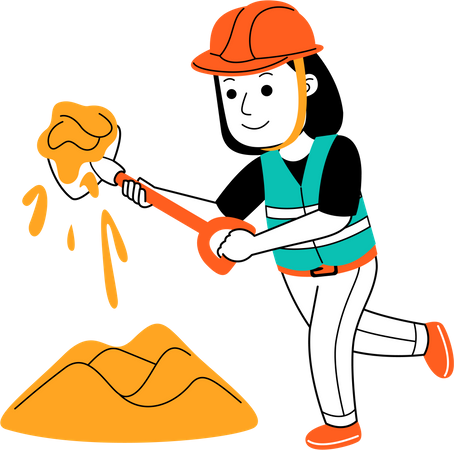 Worker doing work at construction site  Illustration