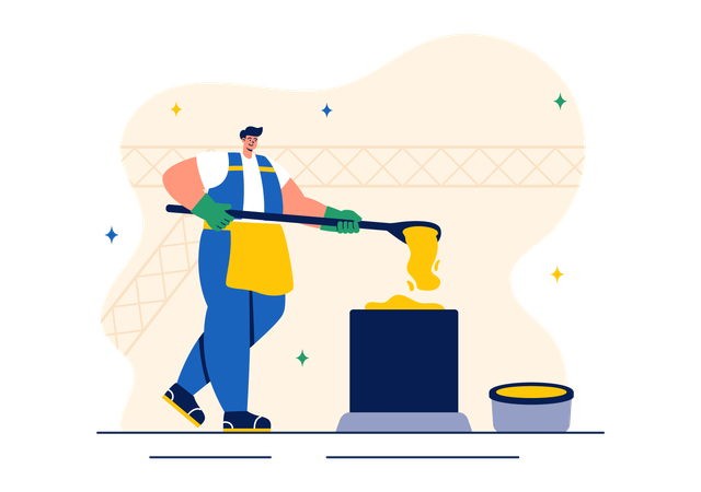 Worker giving shape to steel  Illustration