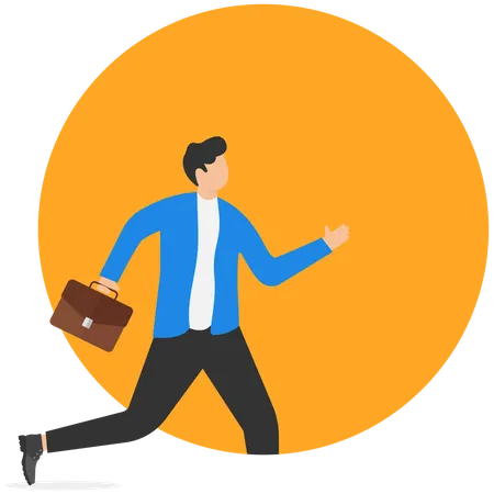 Worker Goes To The Circle Business New Career Opportunity Symbol Of New Job Challenge Ambition Motivation And Future Illustration