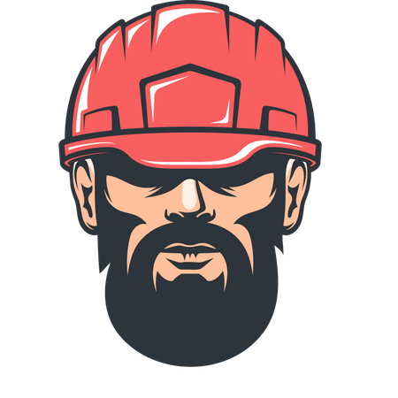 Worker head in helmet  Illustration