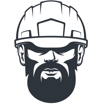 Worker head in helmet  Illustration