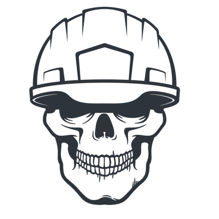 Worker head skull in helmet Illustration