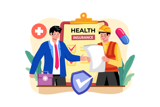 Worker Health Insurance Illustration