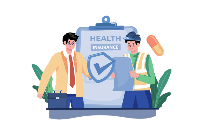 Worker Health Insurance Illustration