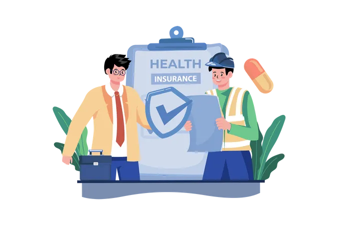 Worker Health Insurance  Illustration