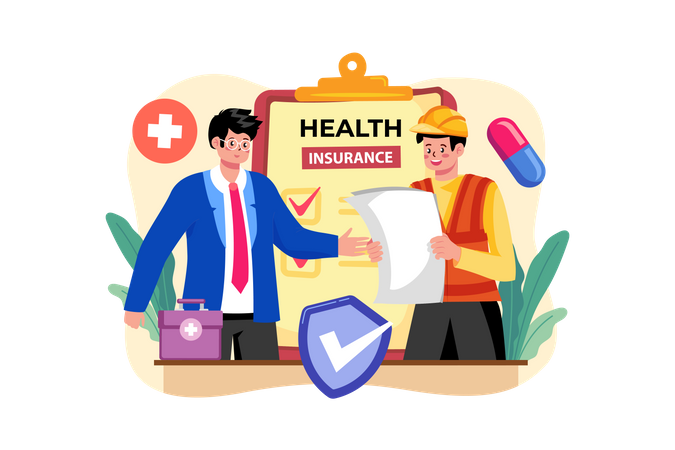 Worker Health Insurance  Illustration