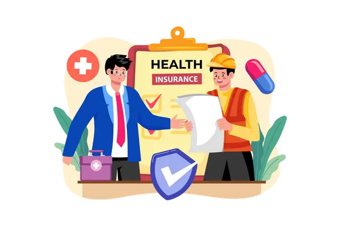 Worker Health Insurance  Illustration