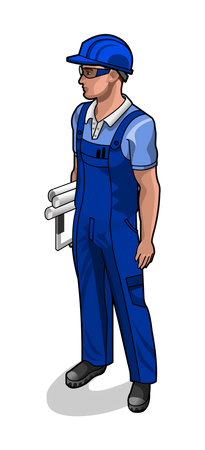 Worker holding fitting tool Illustration