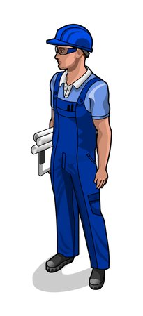 Worker holding fitting tool  Illustration