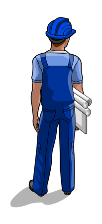 Worker holding fitting tool  Illustration