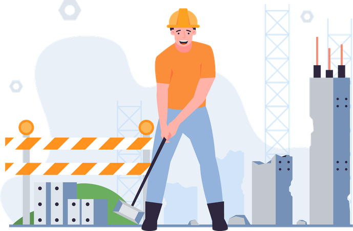 Worker Holding Hammer  Illustration
