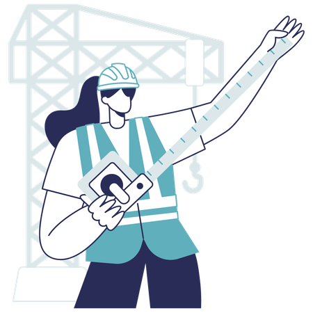 Worker holding measuring tape  Illustration