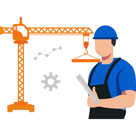 Worker holding scale  Illustration