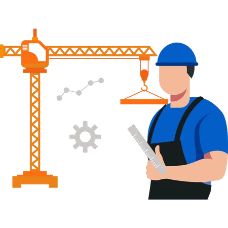 Worker holding scale  Illustration