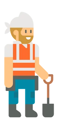 Worker holding shovel Illustration