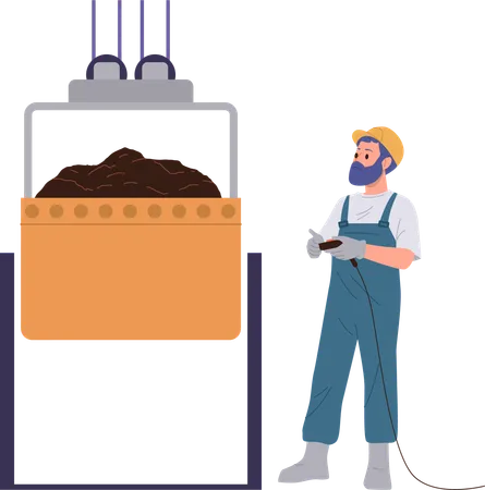 Worker is doing coal quarrying  Illustration