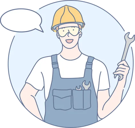 Worker is holding screwdriver  Illustration