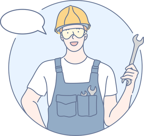 Worker is holding screwdriver  Illustration