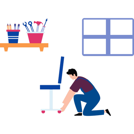 Worker is making an office chair  Illustration