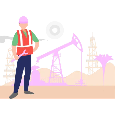 The Worker Is Working At The Mining Site Illustration