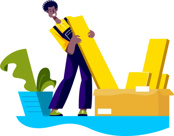 Worker lifting furniture part  Illustration