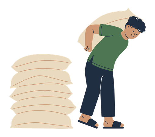 Worker lifting sack  Illustration