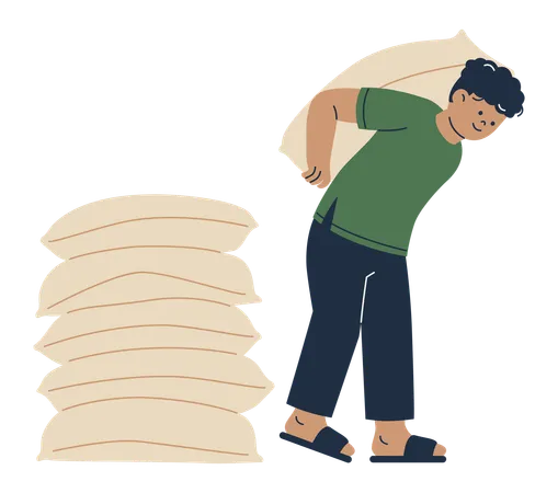 Worker lifting sack  Illustration