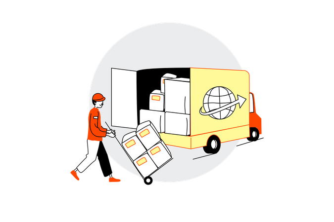 Worker Loading Truck  Illustration