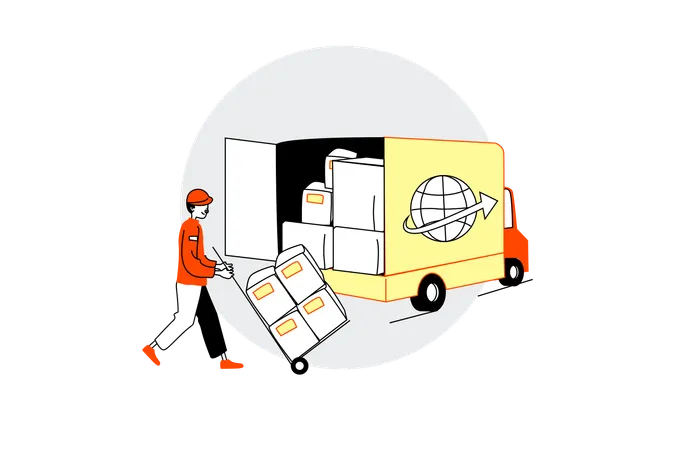 Worker Loading Truck  Illustration