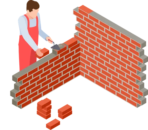 Worker making wall  Illustration