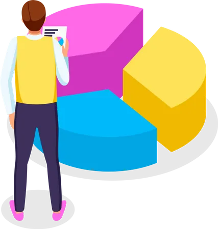 3 D Pie Diagram Pie Chart Worker Manager Employee With Paper In Hand Isometric Infographics Financial Strategy Visual Presentation Analysis Info Statistic Digital Marketing Sliced Diagram Illustration